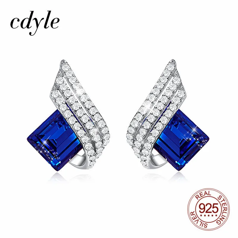 

Cdyle 100% 925 Sterling Silver Flying Wings Stud Earrings for Women Wedding Cubic Zirconia Earrings Fashion Anniversary Jewelry