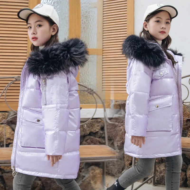 2020 Winter Fashion Children's Duck Down Jacket Warm Waterproof Girls Parkas Coat Fur Kid Teenager Thickening Outerwear W665