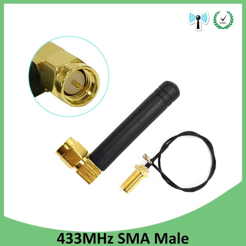 433 МГц Антенна 2.5dbi SMA разъем складной направленная lora антенна + 21 см RP SMA/u.FL кабель