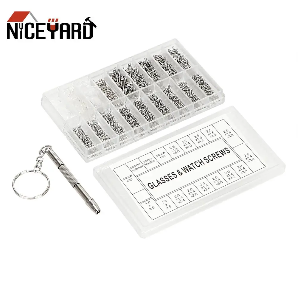 

Micro Screws Nut and Screwdriver Repair Tool Set For Glasses Sunglass Watch Spectacles Phone Tablet Stainless Steel