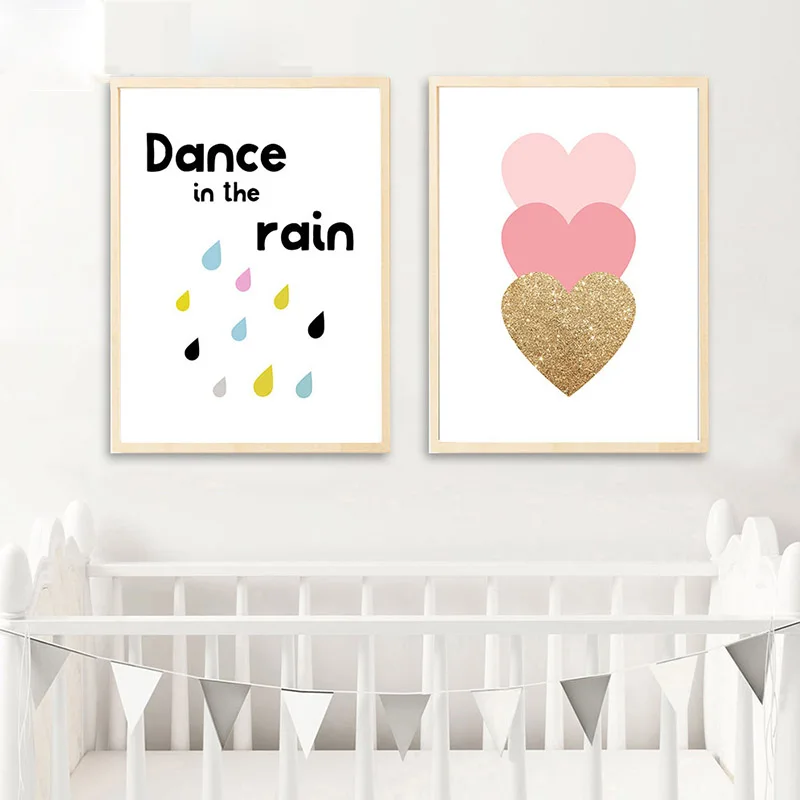 Настенный постер в скандинавском стиле с изображением кролика розового сердца |