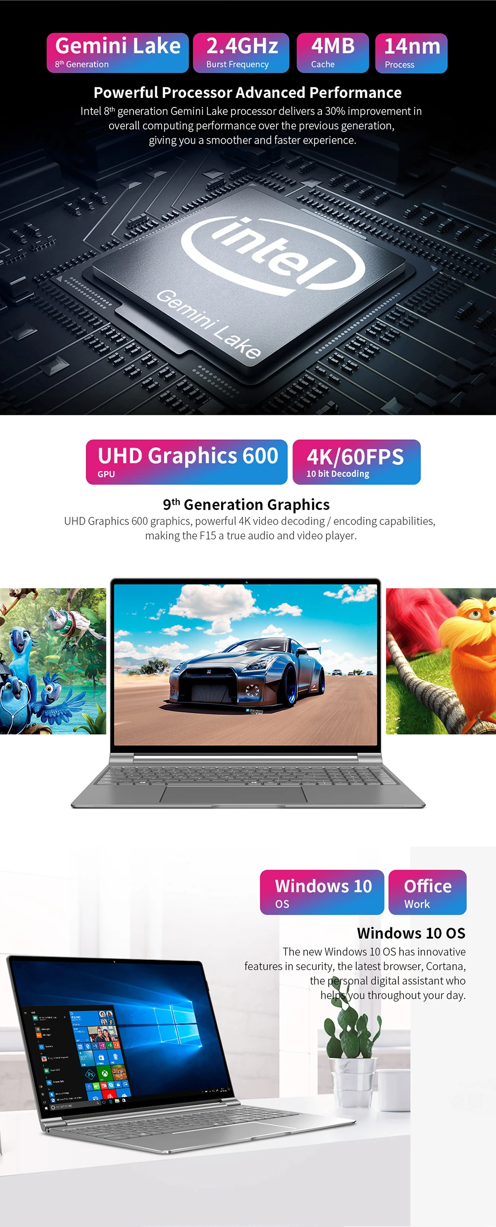 Ноутбук Teclast F15 Windows 10 15,6 дюймов 1920x1080 FHD Intel Gemini Lake N4100 8 ГБ ОЗУ 256 ГБ SSD ноутбук с подсветкой клавиатуры HDMI