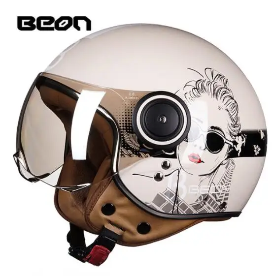 110B-011 BEON мотоциклетный шлем Chopper 3/4, винтажный шлем с открытым лицом, мотоциклетный шлем, шлем для мотокросса, мотоциклетный шлем для скутера - Цвет: 110B-011