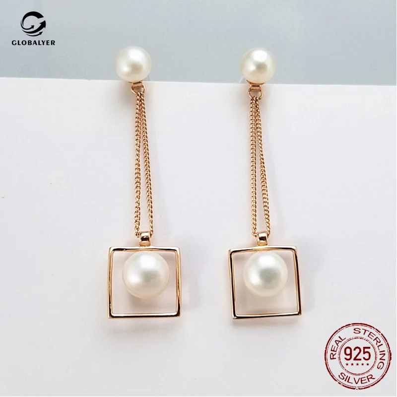 

Korean fashion personality pearl earrings Female S925 sterling silver tassel earrings DIY accessories Girls gifts 604
