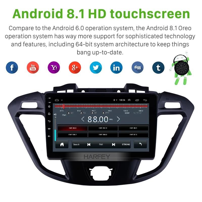 Harfey Android 8 1 Автомобильный GPS стерео радио аудио плеер для 2017 2018 2019 Ford JMC Tourneo высокая