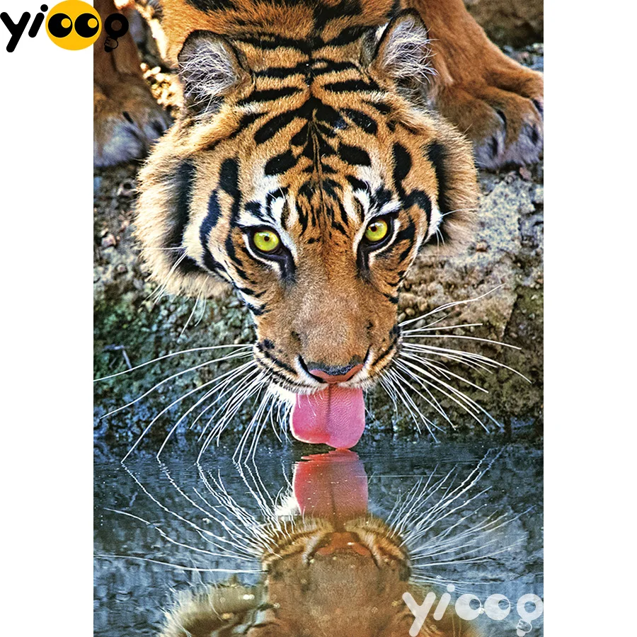 Алмазная живопись Тигр питьевая вода картина квадратной/круглой формы 5D сделай