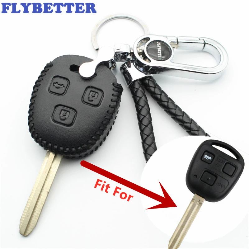 FLYBETTER натуральная кожа 3 чехол для ключей с кнопками Крышка Toyota Land Cruiser/Camry Corolla/FJ