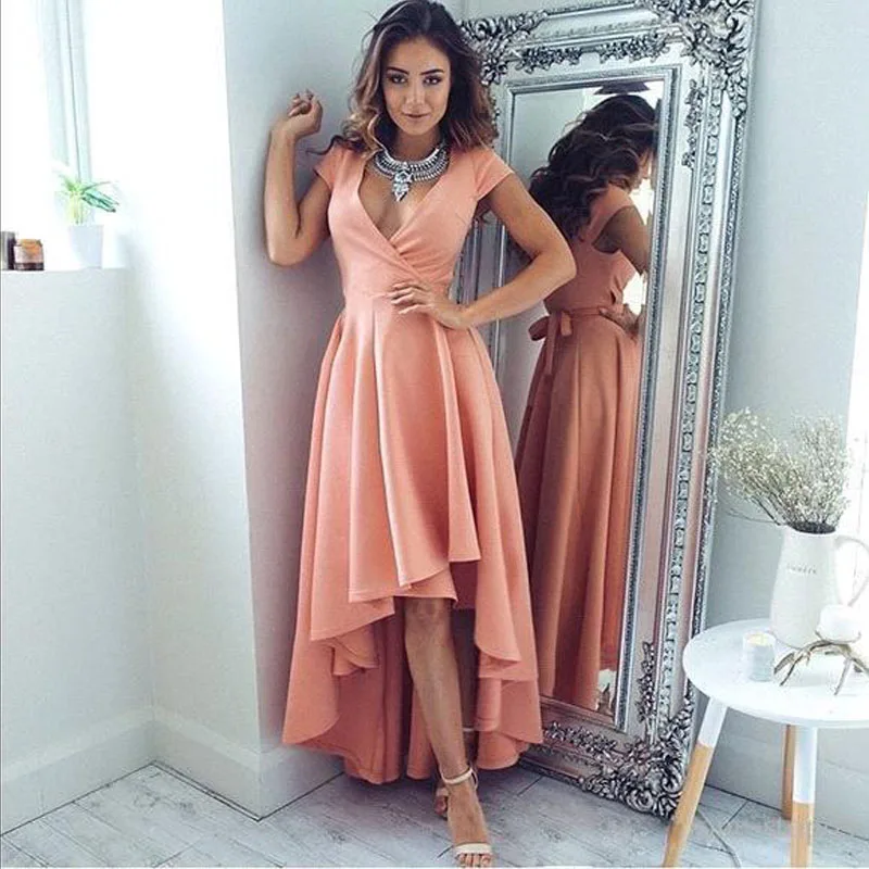 

Платье для матери невесты с глубоким V-образным вырезом и коротким рукавом, вечерние наряды с рюшами и оборками, вечернее платье с поясом