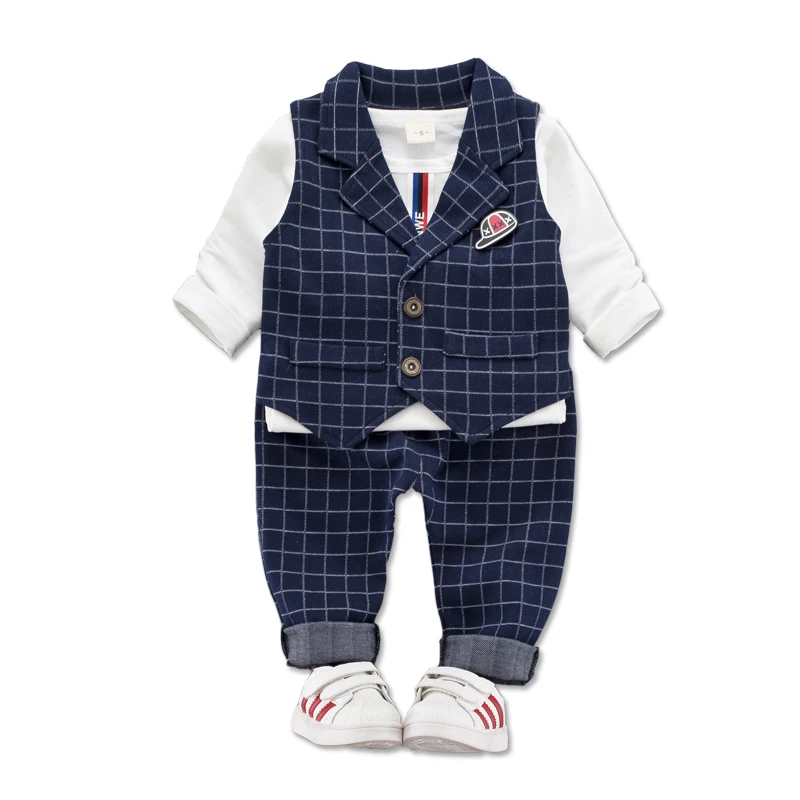 Костюм для маленьких мальчиков комплект из 3 предметов детская одежда Комплекты