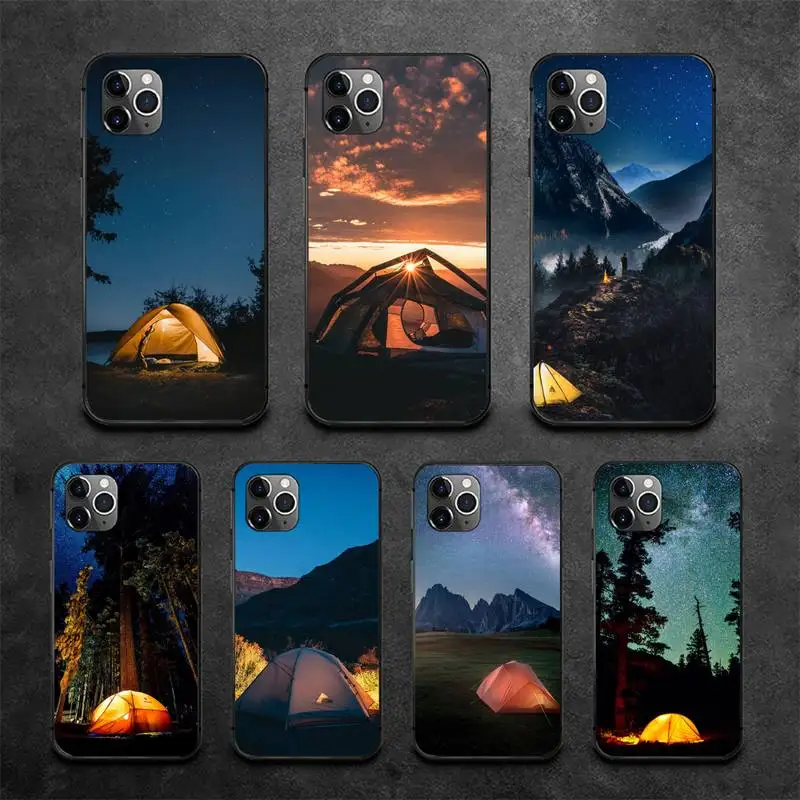 

Camping Nature Mountain Phone Case For iPhone 13 12 11Pro Max 11 XR XS Max X 8 7 6 6S Plus Mini SE 2020 Soft Cover Shell
