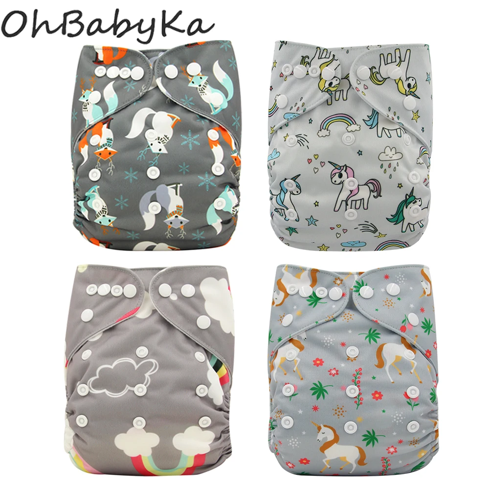 4 шт./компл. водонепроницаемые Многоразовые Детские Подгузники Ohbabyka с
