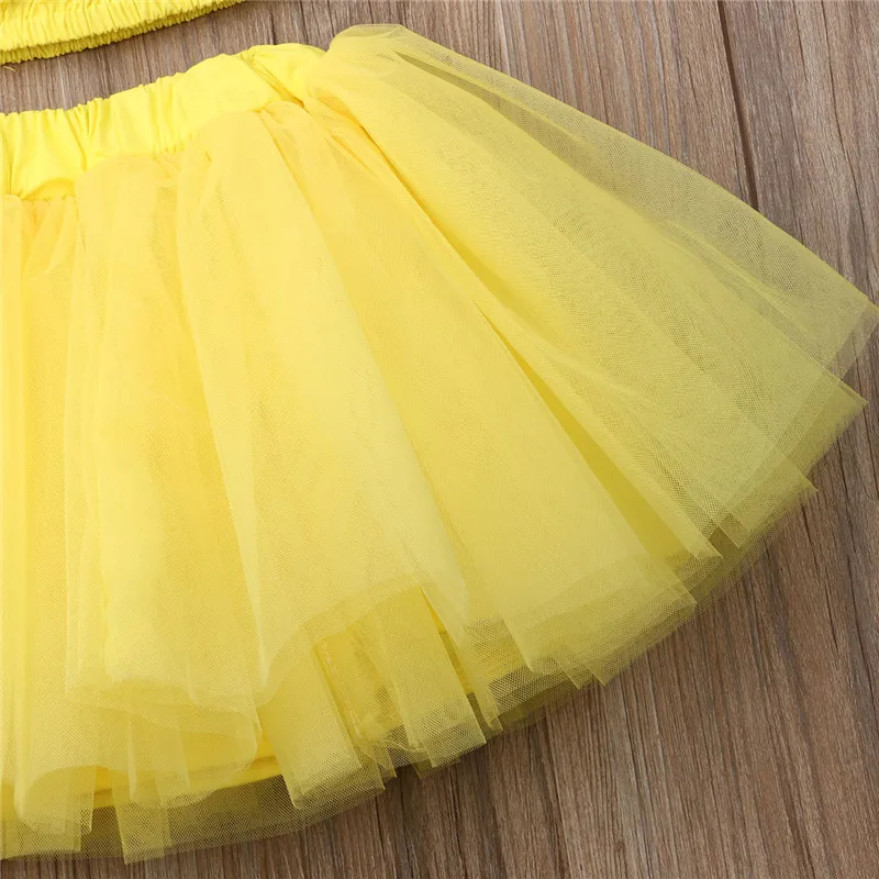

Summer Toddler Baby Girl Party Crop Top Tutu Tulle Skirt Headband 3 Pcs Outfit Clothes