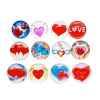 24pcslot 18mm heart love print glass snap buttons charms fit diy braceletbangle valentines day gift jewelry