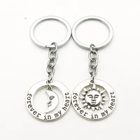 new couple keychain sun moon forever in my heart pendant keyring fashion charm key chains valentine gift for men women jewelry