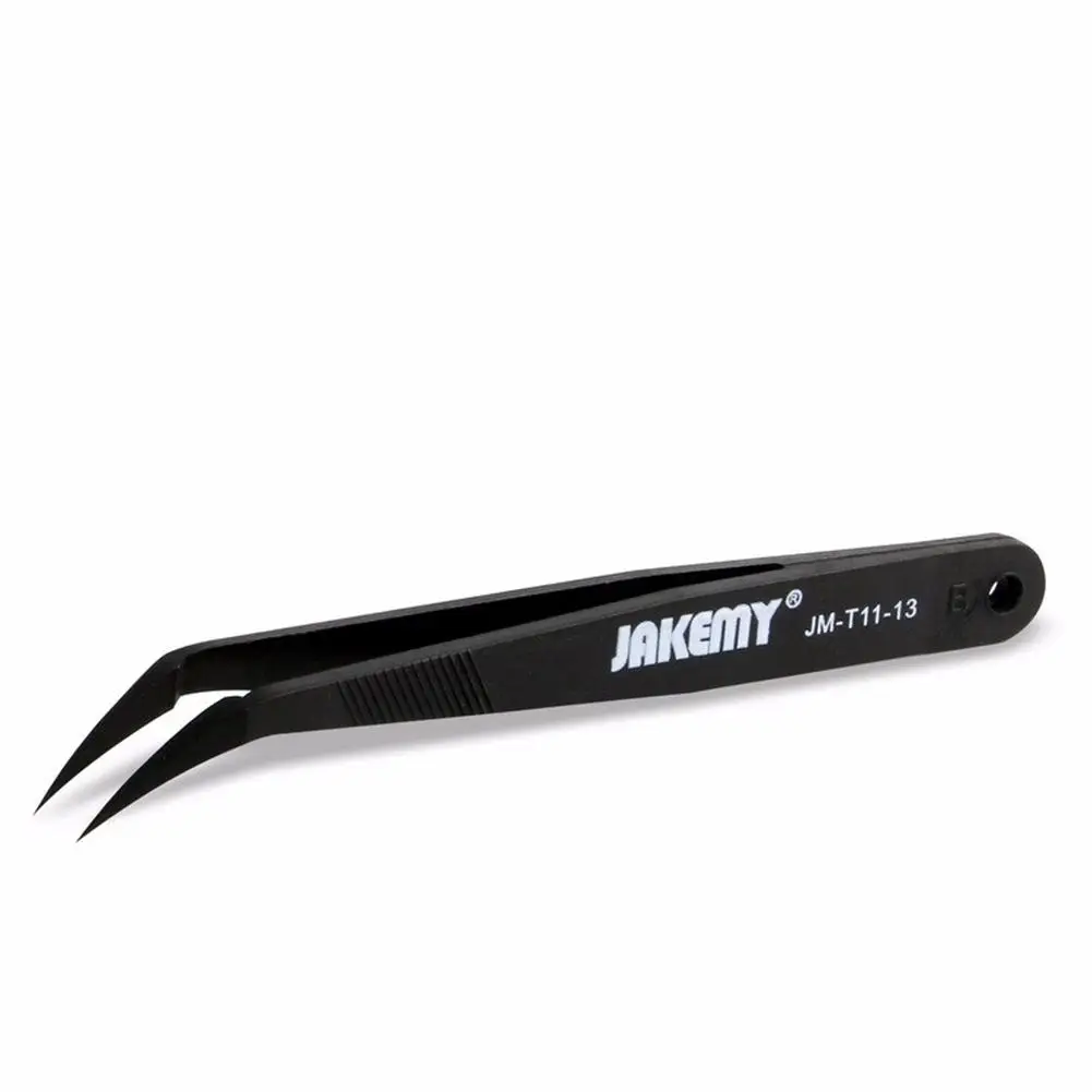 Набор антистатических пинцетов 3 в 1 термостойкие плоские заостренные изогнутые