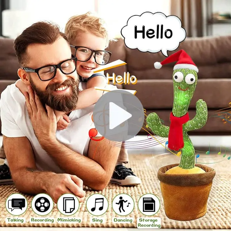 Christmas Gifts Dancing Cactus Electron Plush Toy Soft Plush Doll Babies Cactus That Can Sing and Dance Voice Interactive Bled