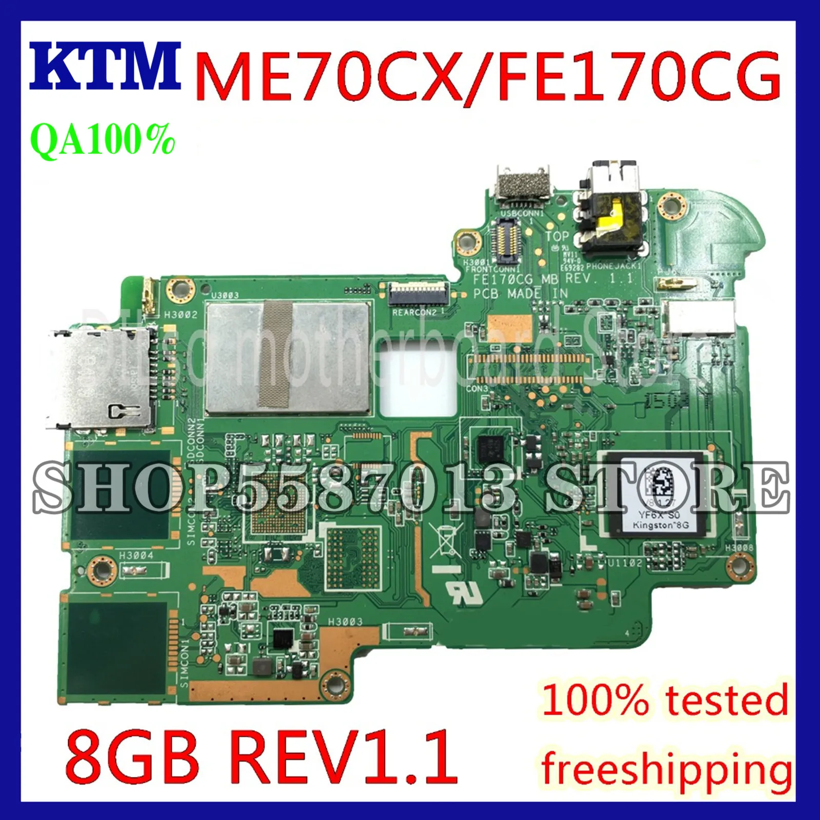 

KEFU ME70CX For ASUS ME70CX FE170CG MeMO Pad 7 board 60NK01A0-M88000-100 Test 8GB memory original board