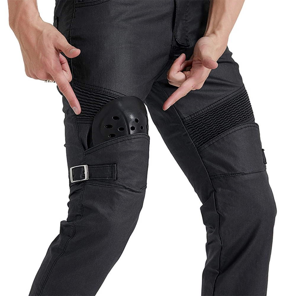 

Motorcycle jeans High-quality men and women coated leather pants retro locomotive riding pants racing pants protective gear Hot