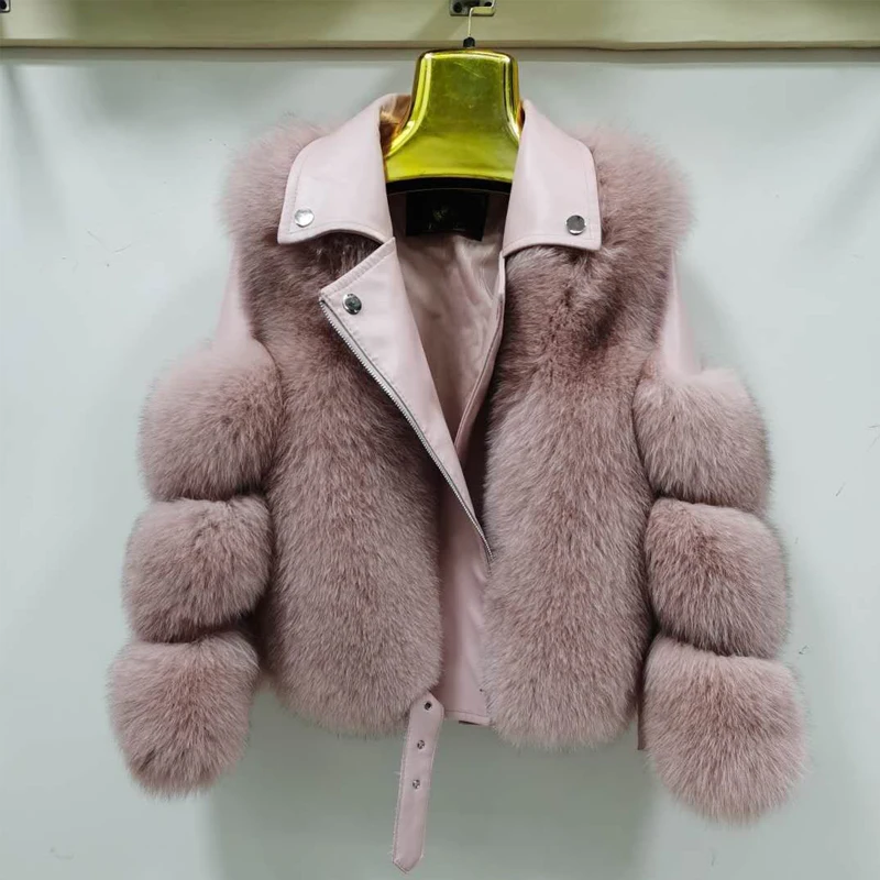 2022 Winter New Fashion Real Fox Fur Coats With Genuine Sheepskin Leather Wholeskin Natural Fox Fur Jacket Outwear Luxury Women