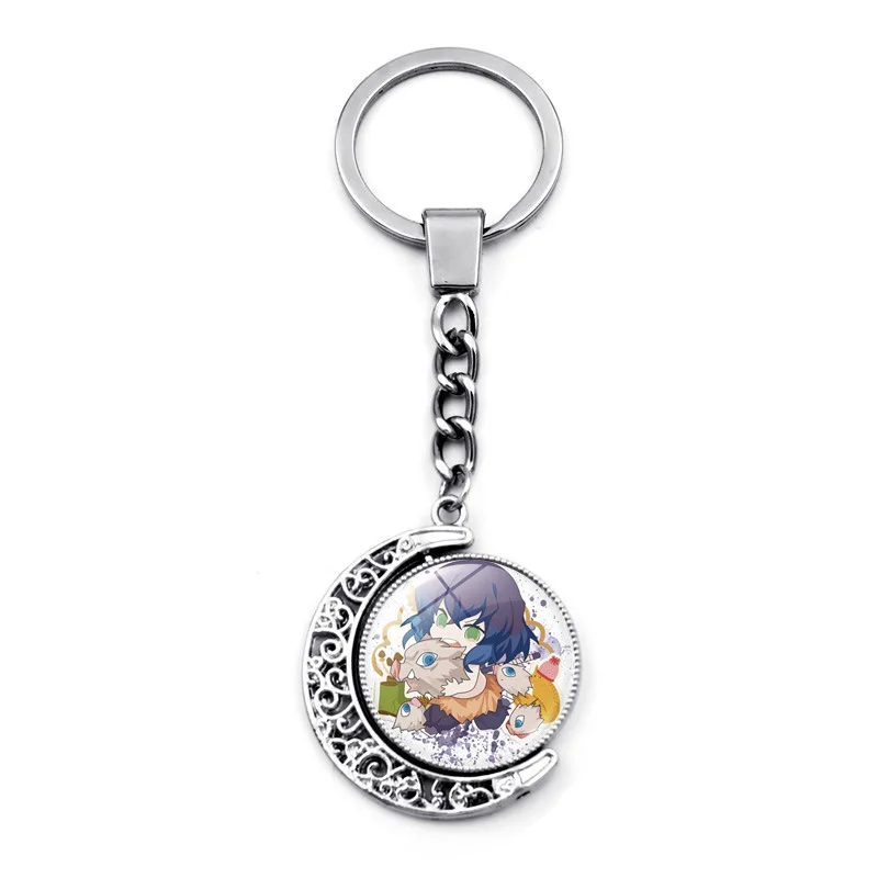Anime Demon Slayer Cosplay Kimetsu No Yaiba Keychain Cartoon Accessories Round Pendant Cute Keychain Pendant Keyrings