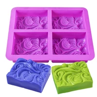 4 cavities silicone soap molds wavy flower handmade soap mold cake mould diy aromatherapy plaster essential soaps making molds