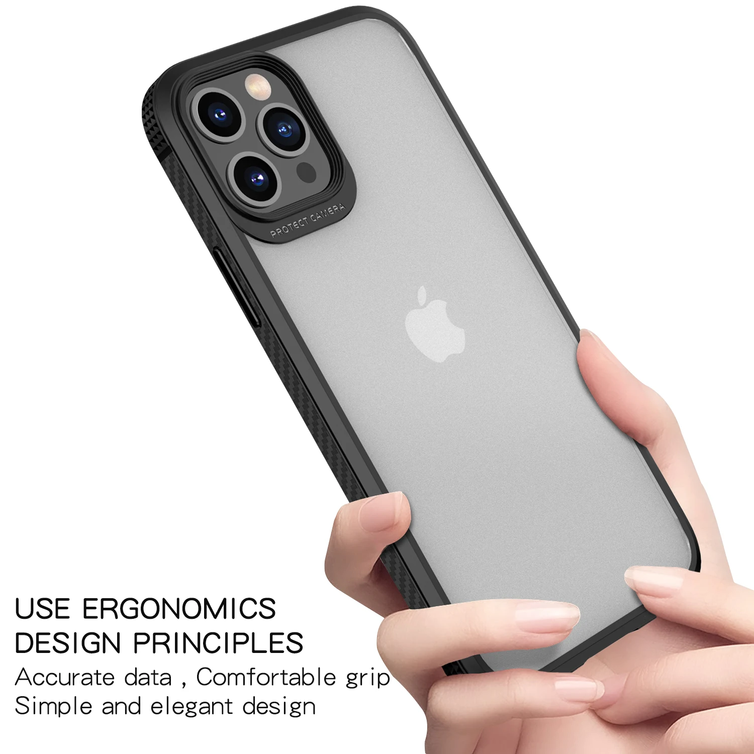 Чехол IPAKY для iPhone 12 ТПУ PC Pro бампер из углеродного волокна матовая прозрачная