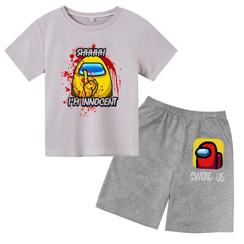 

2021, children's cartoon suit, T-shirt + short sleeved trousers, children's summer wear, 4-14 years old youth clothing
