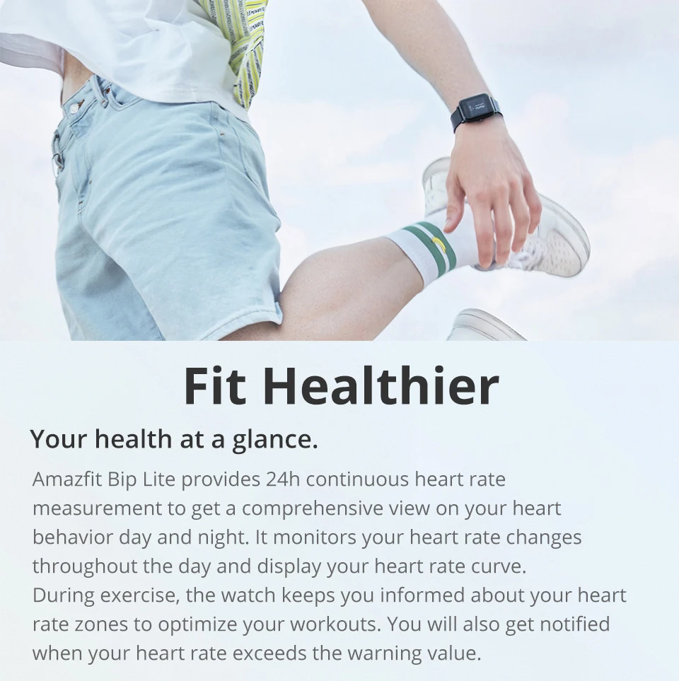 Смарт-часы AMAZFIT Bip Lite, несколько видов спорта, глобальная версия, режим ожидания на 45 дней, монитор сердечного ритма, фитнес-трекер