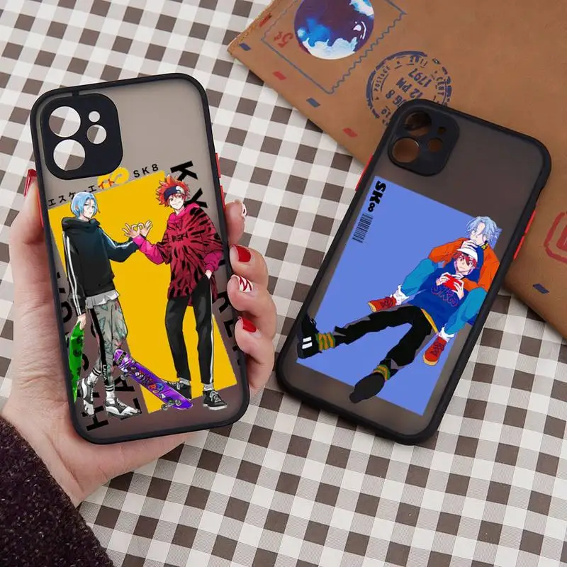 

SK8 The Infinity Anime Cartoon Phone Case Black Color Matte Transparent For iPhone 13 12 11 Pro Max Mini X XR XS 7 8 Plus Shell