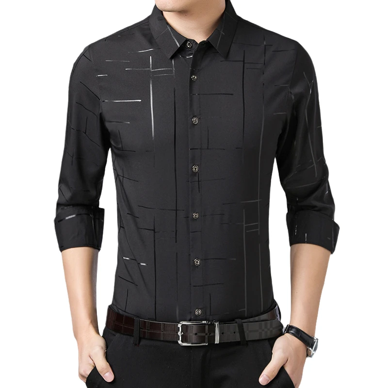 

2020 New Arrival Polyester Spandex Wholesale Long Sleeve Formal Casual Style Custom Fit Easy-Care shirts for men