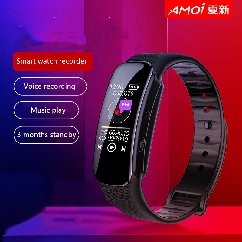 

Amoi B80 Smart watch bracelet voice activate covert digital voice Recorder MP3 Music Player smart wristband Stealth Dictaphone