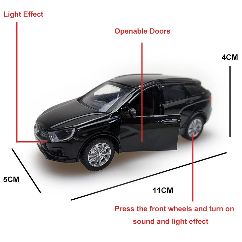 

Lada Vesta 1:36 Scale Model Vehicle Collectible Toy Pull Back Car with Sound & Light