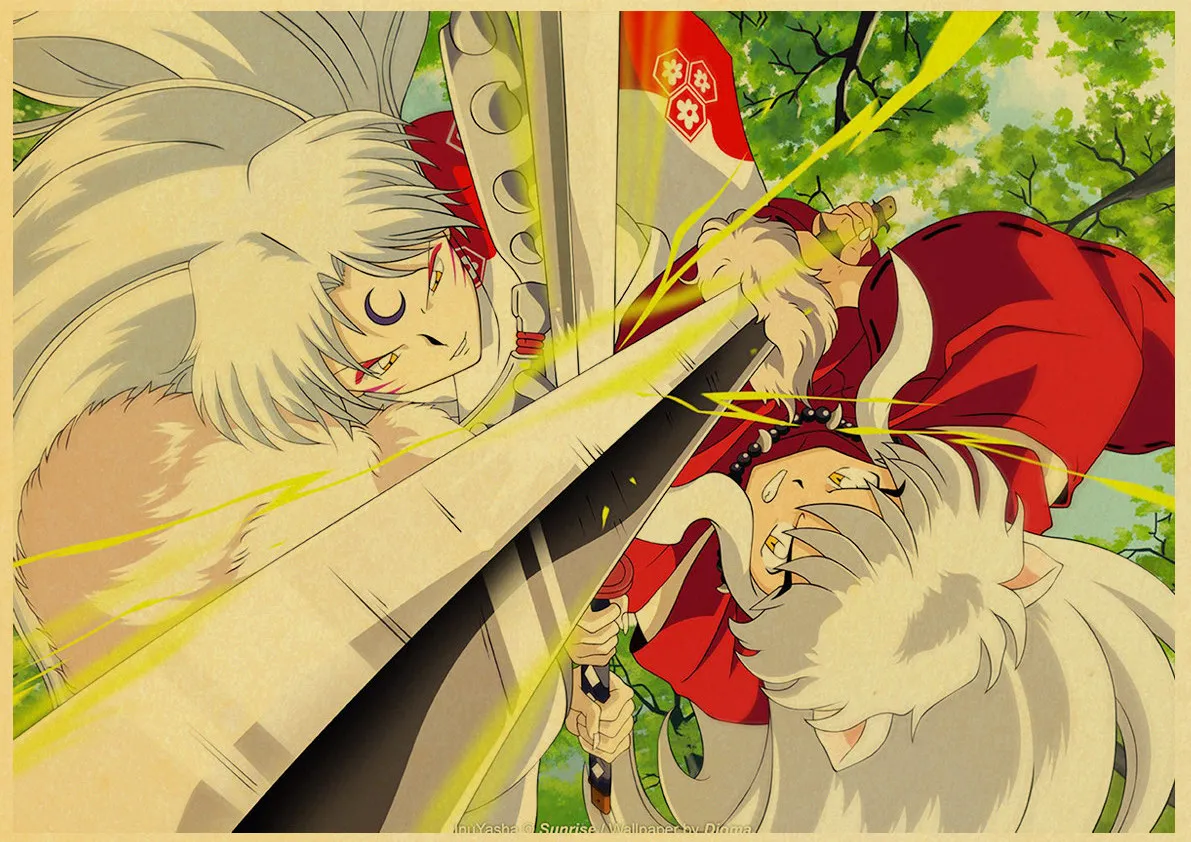 

Japanese Anime Inuyasha Poster Retro Style Kraft Paper Wall Sticker Bar Cafe Decorative Painting Home Room Decor Anime Poster