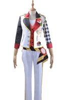 game twisted wonderland cosplay costume alice in wonderland uniform white satin coat red vest striped belt for cater diamond