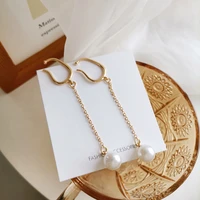 mihan modern jewelry ear clip earrings sweet korean temperament popular design chain bead earrings for women party gifts