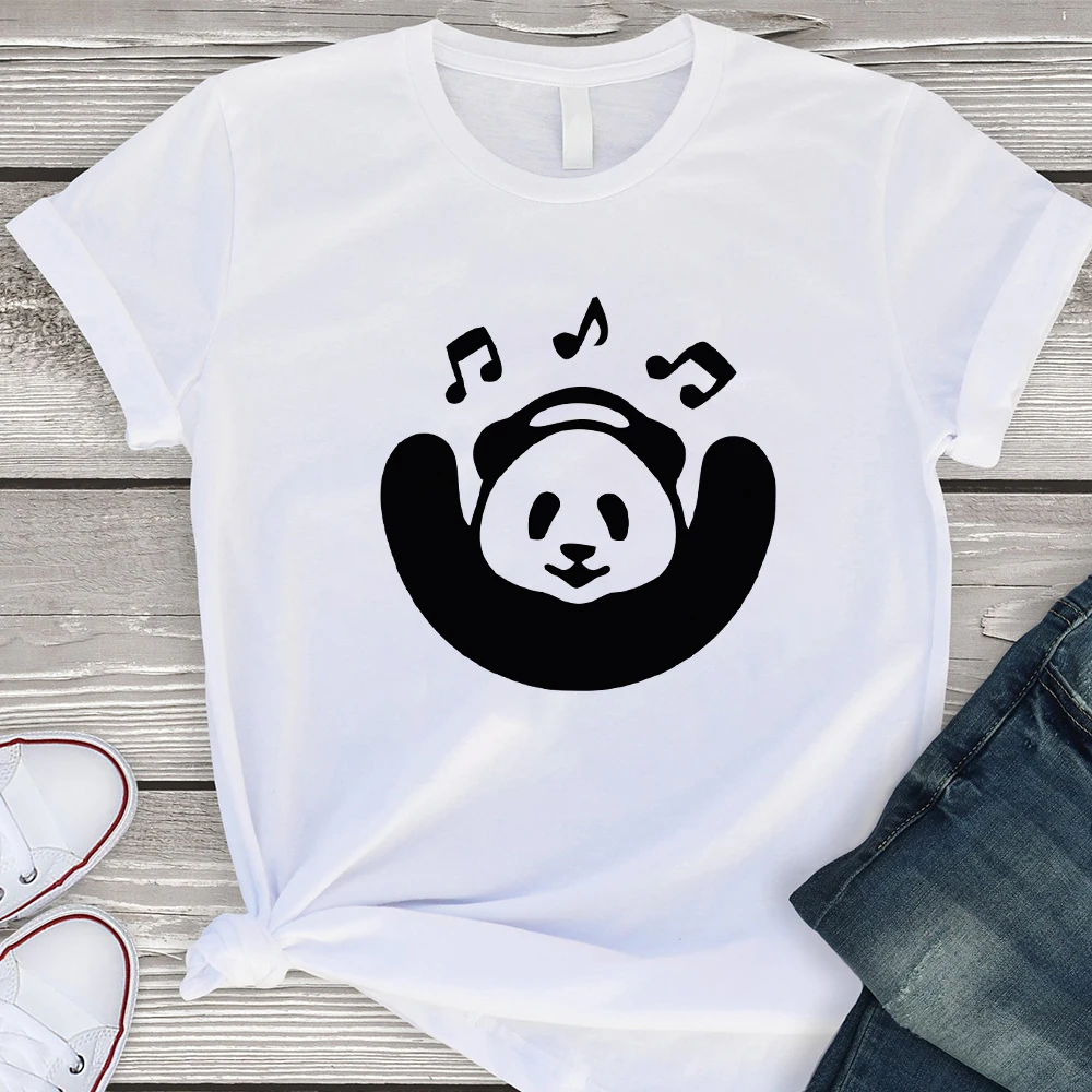 Гигантская панда удобная графическая женская футболка простая тонкая стильная