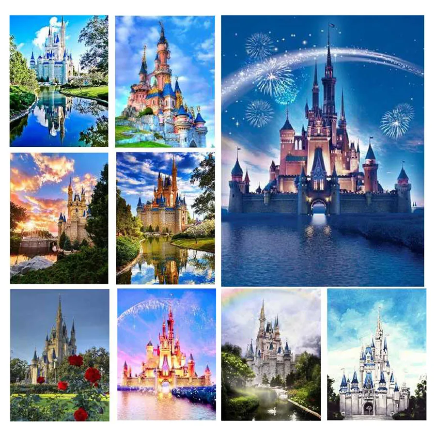 

Diamond Painting "Castle Scenery" DIY Full Rhinestones Drill Cross-stitch Kits Square Round Diamond Embroidery