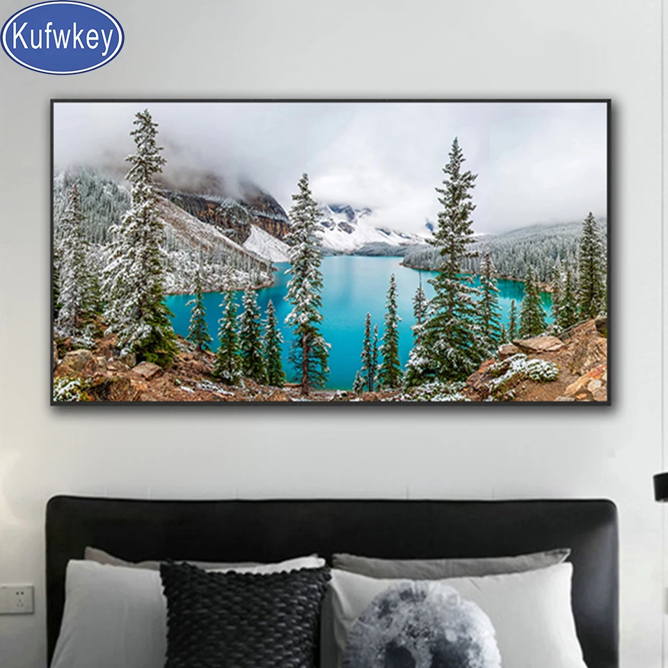 

100x50cm Snowing Mountain diamond mosaic sale,3d Pictures embroidery diamond handmade puzzle full square round Landscape sticker