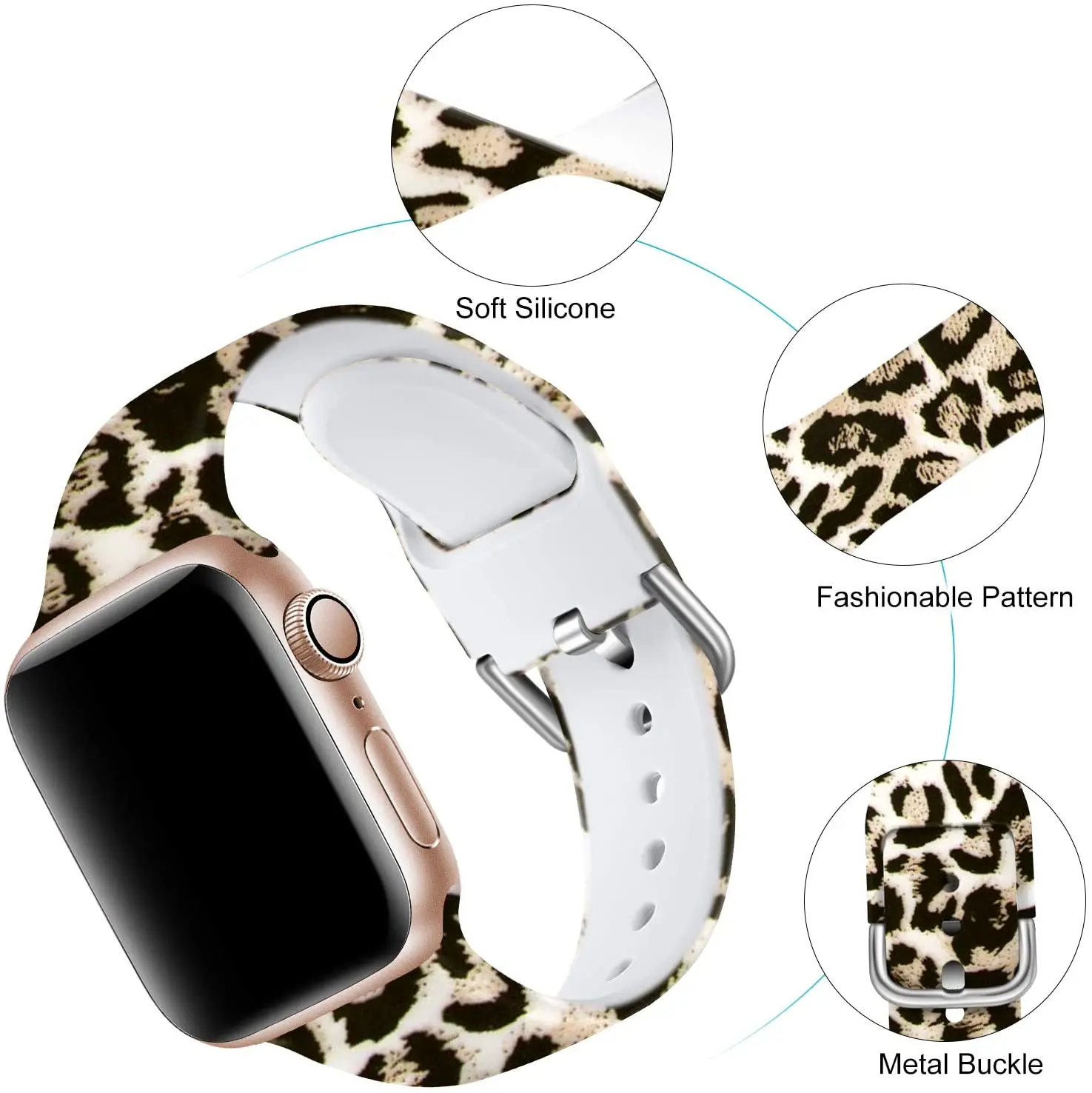 Bands for Apple Watch Strap 45mm 41mm 44mm 40mm 42mm 38mm, Soft Silicone Sport Wristbands Pattern Printed for iWatch SE 8 7 6 54