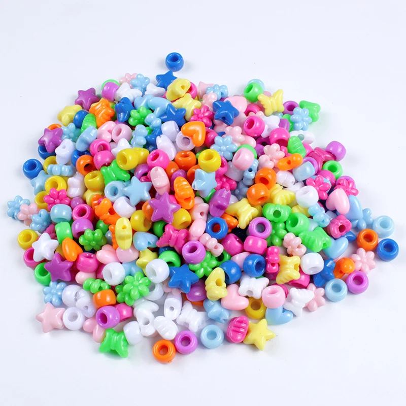 

50Pcs Random Mixed Pattern Colors Acrylic Beads Heart Flower Shape Spacer Beads For Kids Jewelry Making DIY Bracelet Necklace