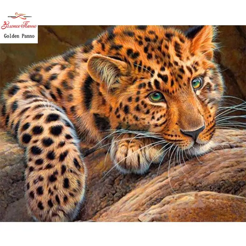 Full Diamond Square Diamond Painting Animal Diamond Embroidery Leopard Print Rhinestone Picture Home Decoration Diamond Art