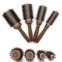 new brown bristle aluminum round brush hairdresser new professional comb for curly hair styling brushes hair tools salon