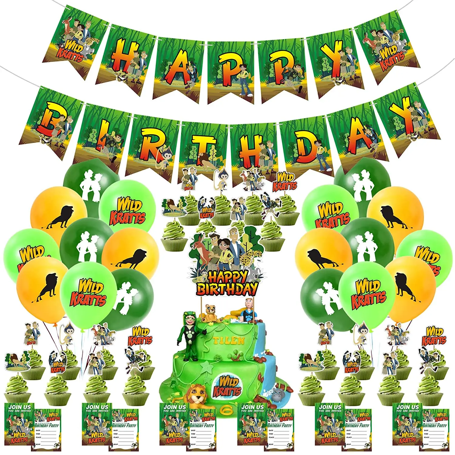 

Дикий тематические праздничные товары для дня рождения украшения баннер на день рождения торт карты латексных воздушных шаров для детей пр...