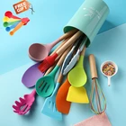 Набор кухонной утвари-12 кухонных принадлежностей-разноцветные силиконовые кухонные принадлежности-антипригарная кухонная утварь с лопаткой-цветной Be