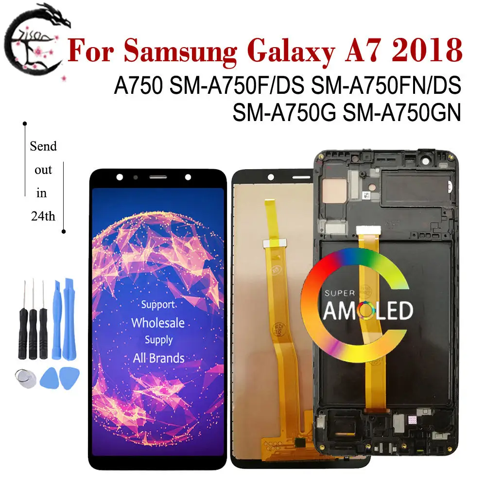 Дисплей с рамкой для Samsung Galaxy A7 2018 A750 ЖК дисплей A750F/DS A750FN A750G сенсорный экран