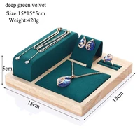 top wooden necklace bracelets earrings set display stand jewelley display holder stand velvet jewelry box organizer wholesale