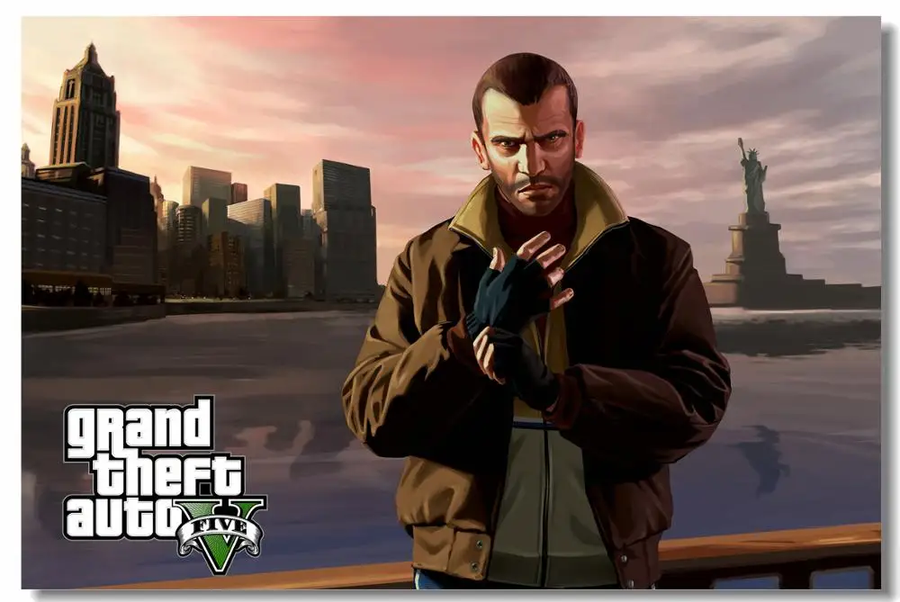 На заказ на холсте художественные Grand Theft Auto плакат пила Игра Обои наклейки стену