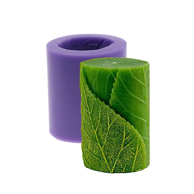 

3D Silicone Soap Candle Mold Classical Relief Cylinder With Leaves Mould For Handmade Craft Cake DIY Soap Dye Model Decoration