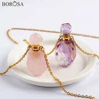 19 multi kind gems stone perfume bottle diffuser necklace women gold crystal chain necklace amethysts pendant necklaces wx1617