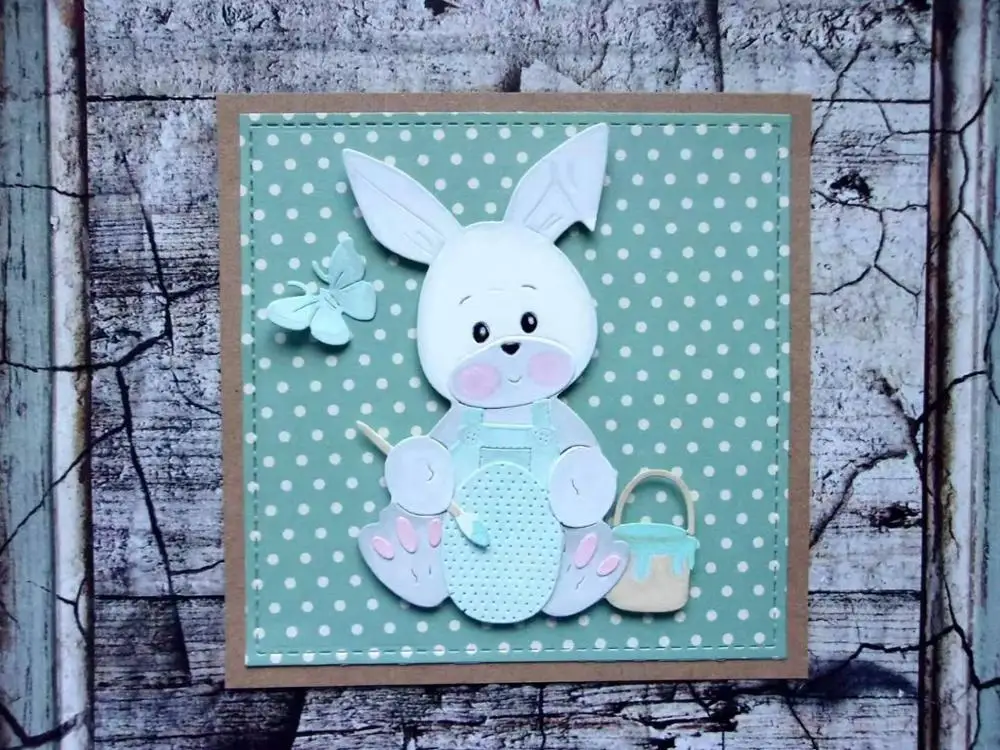 Рождественские Вырубные штампы с рисунком кролика 2019 вырезанные в скрапбукинге